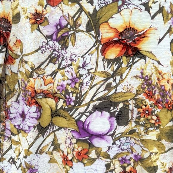 Chico’s Cotton-Blend Slub Tee in floral size Smalll - Picture 3 of 7